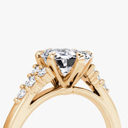 Emerald Cut - Plain Band - Cluster Ring - 14 K Gold
